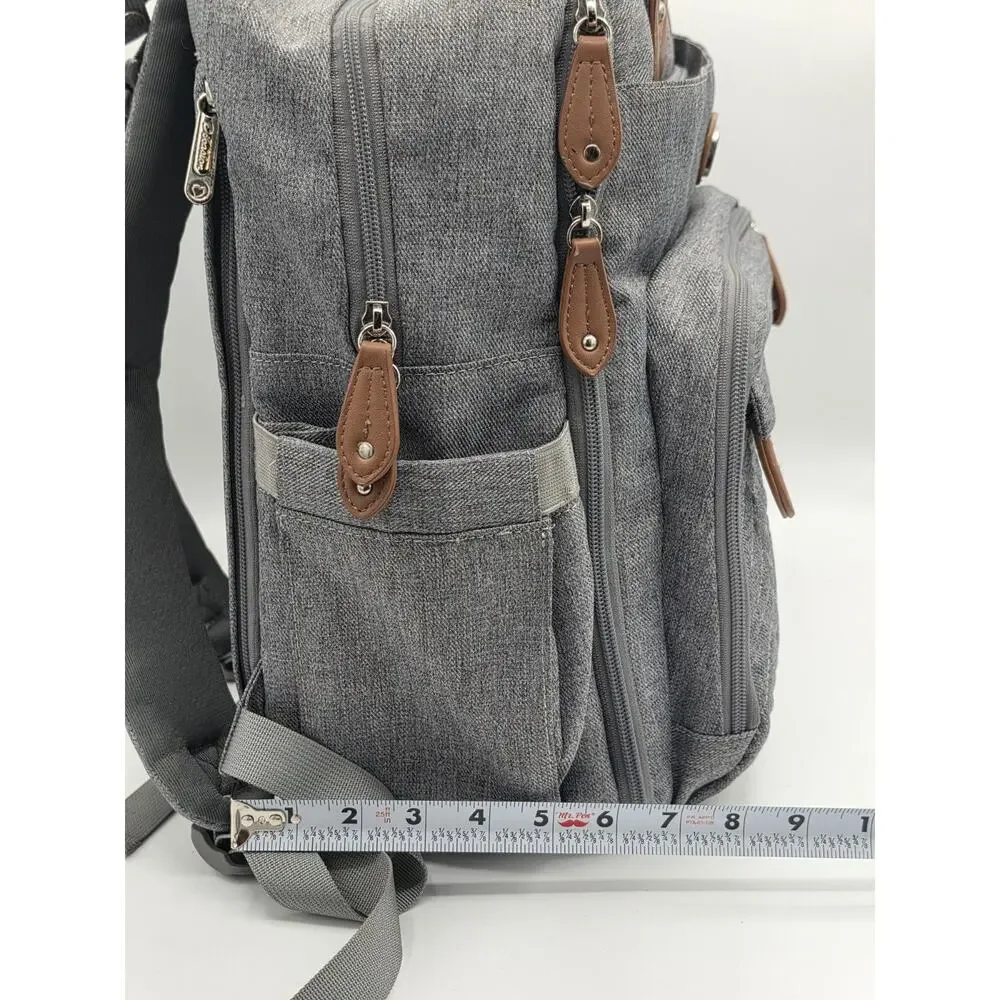 Dikaslon Diaper Bag Backpack Gray Large Baby Travel Bag Stroller Straps